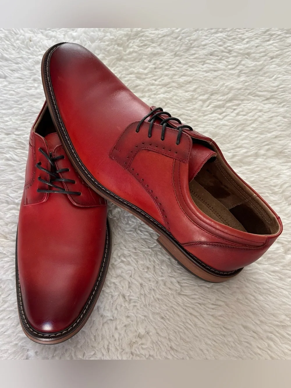 Stacy Adam’s Men's Red/Brown Gradient Leather Memory foam Derby Shoes size 12 M
